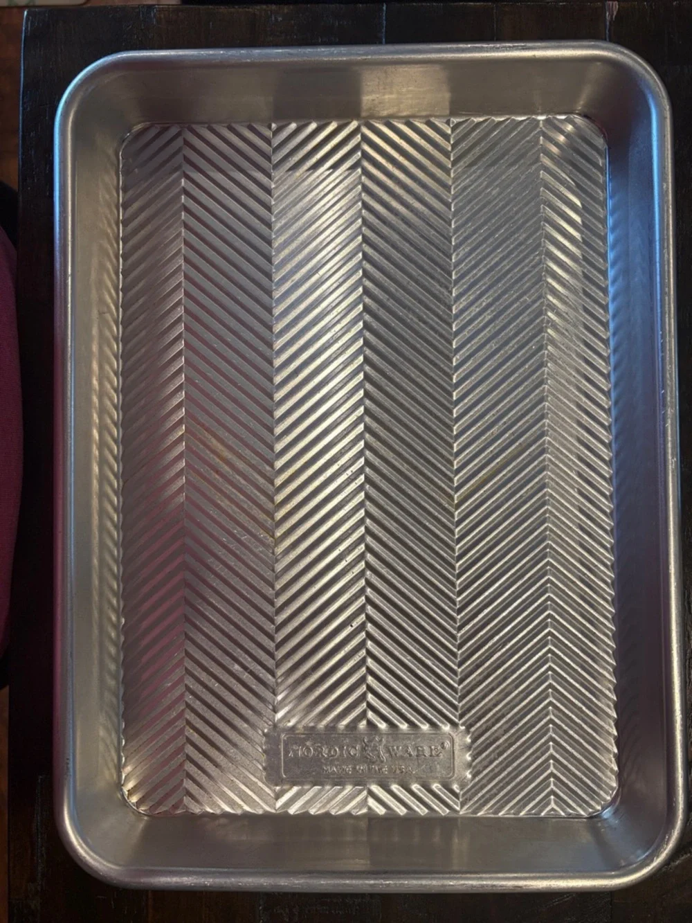 Nordic Ware Silver Herringbone Pattern Cookie Tray